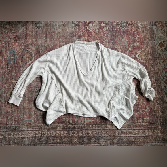 We The Free Tops - We the Free Coraline Thermal waffle White Long Soeeve Deep V neck SMALL